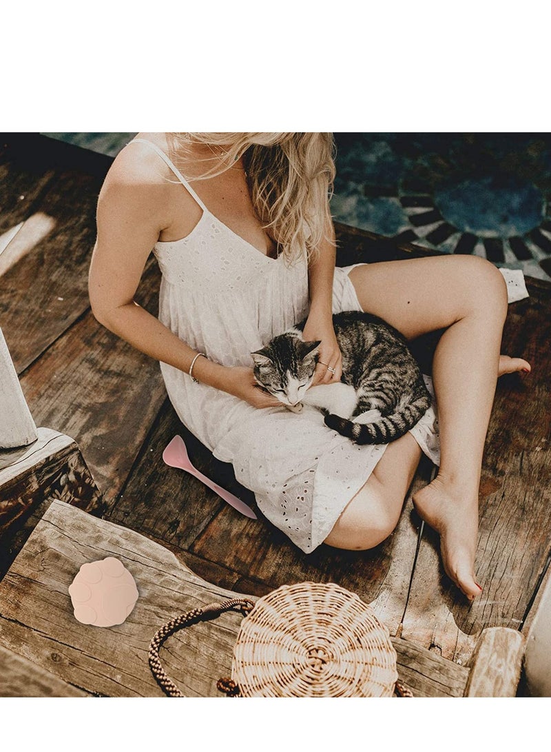 SYOSI أغطية علب طعام الحيوانات الأليفة والملاعق، أغطية علب سيليكون عالمية خالية من BPA لطعام الكلاب والقطط، غطاء علبة واحد يناسب معظم أحجام علب طعام الكلاب والقطط القياسية باللون الوردي - Image 3