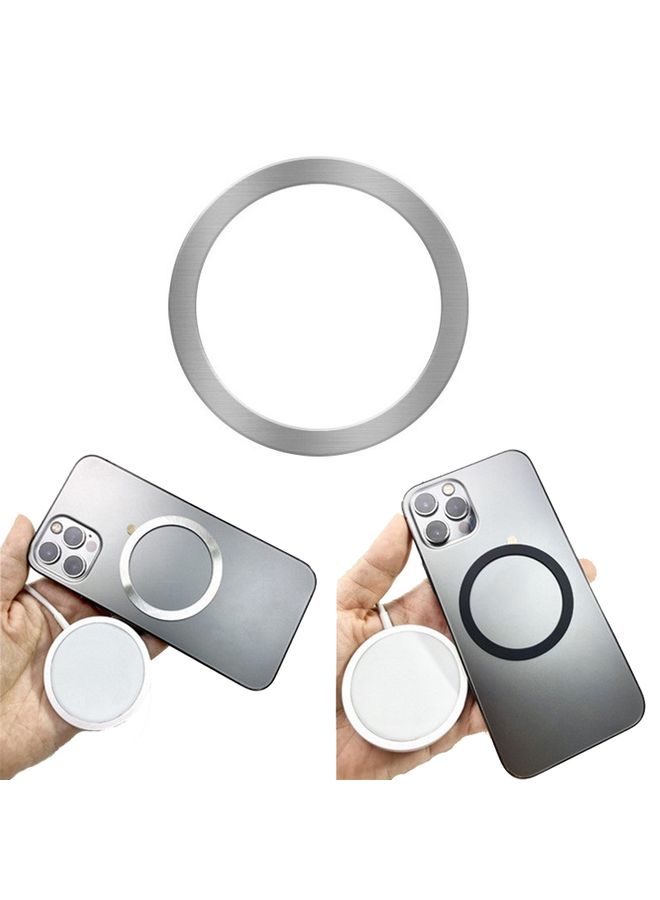 HuHa Ring Car Magnetic Suction Wireless Charger Lead Magnetic Ring Back Sticker, Color: Silver  - Image 1