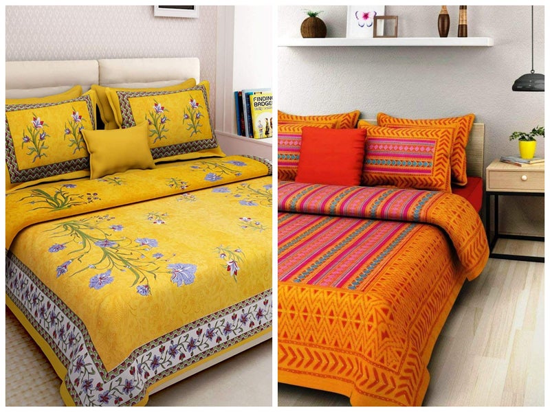 Ealth Kart 144 TC Jaipuri Cotton Floral Bedsheet with 4 Pillow Covers (Multicolour, Double), Combo Set of 2 - Image 5