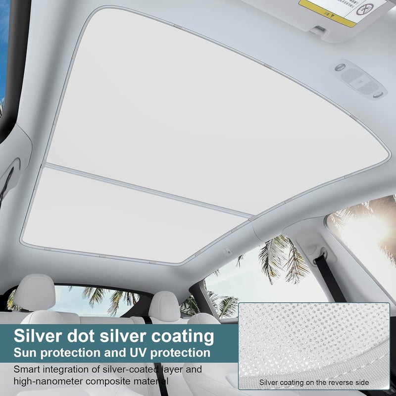 KUNIST Roof Sunshades for Tesla Model Y 2023, Upgraded Sunroof Shade Sunshade Roof Sun Shade for Tesla Model Y Accessories 2021-2023 (Ice White) - Image 5