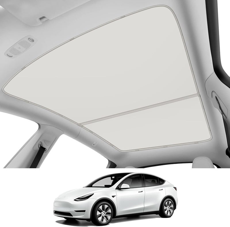 KUNIST Roof Sunshades for Tesla Model Y 2023, Upgraded Sunroof Shade Sunshade Roof Sun Shade for Tesla Model Y Accessories 2021-2023 (Ice White) - Image 1