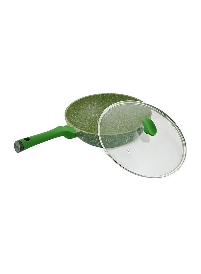 Prestige Granite Non-Stick Aluminium Wok Pan With Lid Green - Image 3