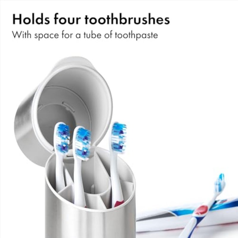 Good Grips Stainless Steel Toothbrush Organizer, Bathroom Organizer and Storage, Toothbrush Holder for Countertop, Sleek Modern Bathroom Accessories - Image 2
