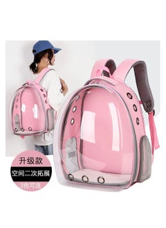 HAPPY PUSS Transparent pet carrier backpack: stylish pet bag for travel, breathable space capsule design, carrier for cats and dogs, suitable for traveling hiking and camping. Pink color  - Image 2
