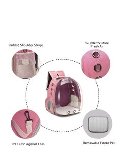 HAPPY PUSS Transparent pet carrier backpack: stylish pet bag for travel, breathable space capsule design, carrier for cats and dogs, suitable for traveling hiking and camping. Pink color  - Image 3