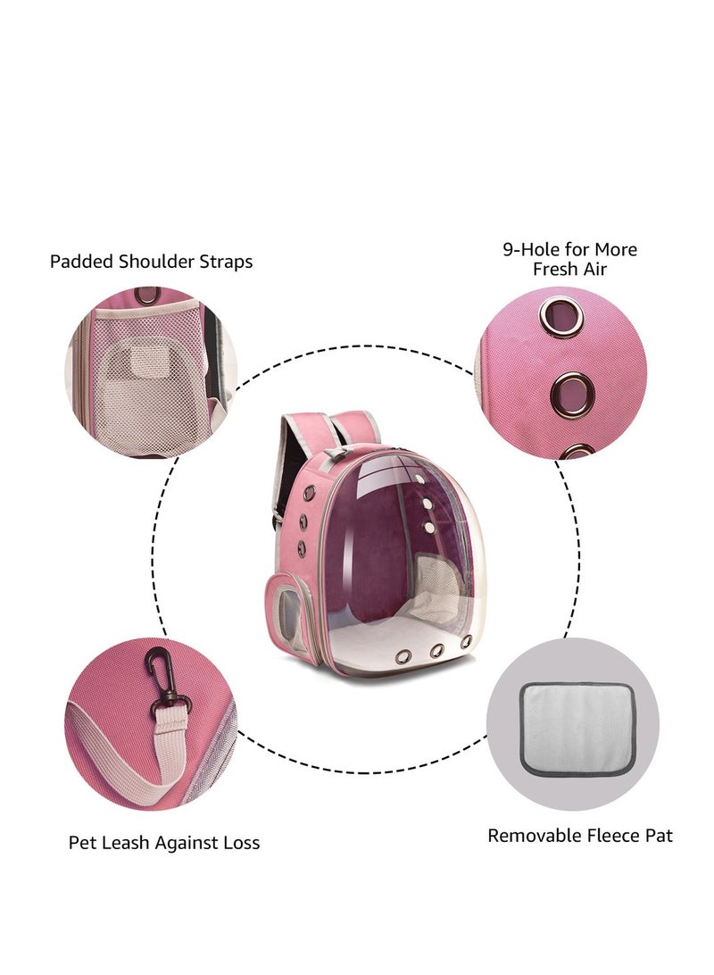HAPPY PUSS Transparent pet carrier backpack: stylish pet bag for travel, breathable space capsule design, carrier for cats and dogs, suitable for traveling hiking and camping. Pink color - Image 3