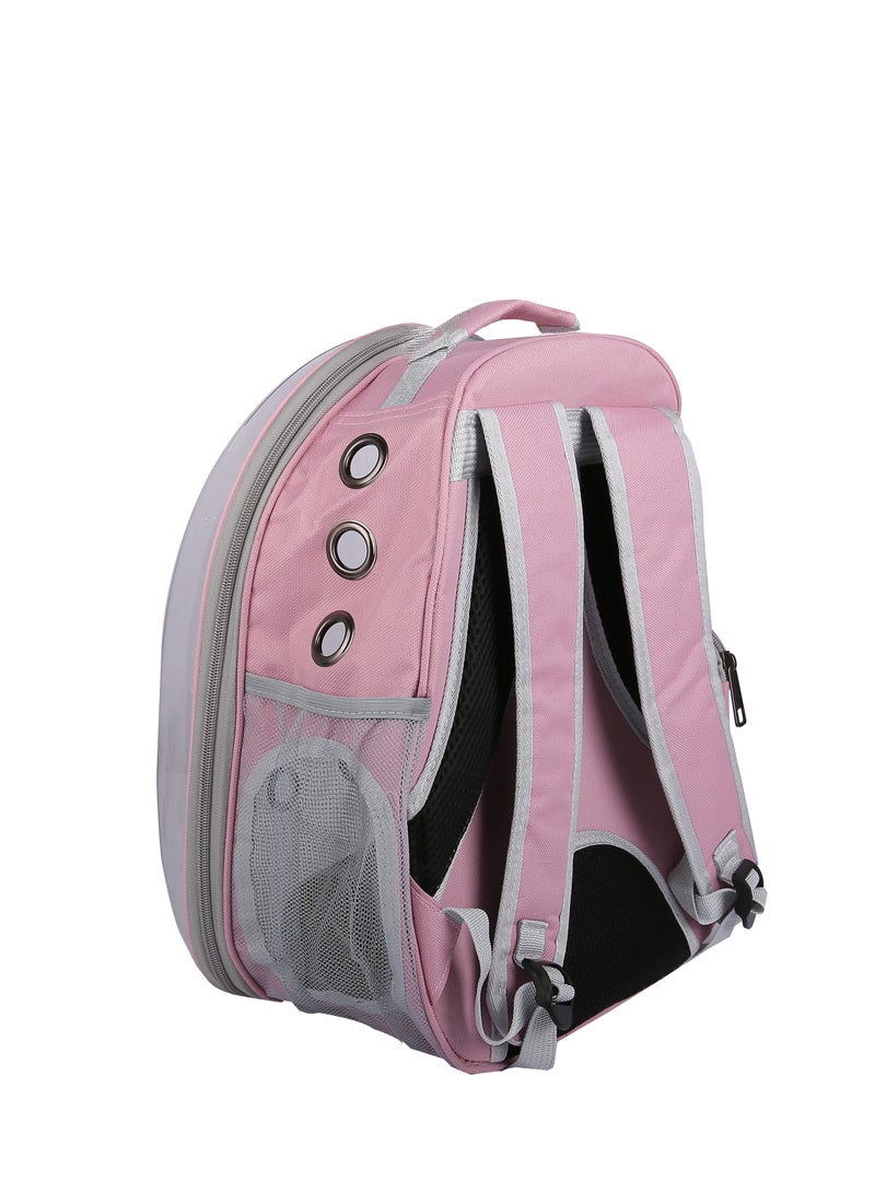 HAPPY PUSS Transparent pet carrier backpack: stylish pet bag for travel, breathable space capsule design, carrier for cats and dogs, suitable for traveling hiking and camping. Pink color - Image 5