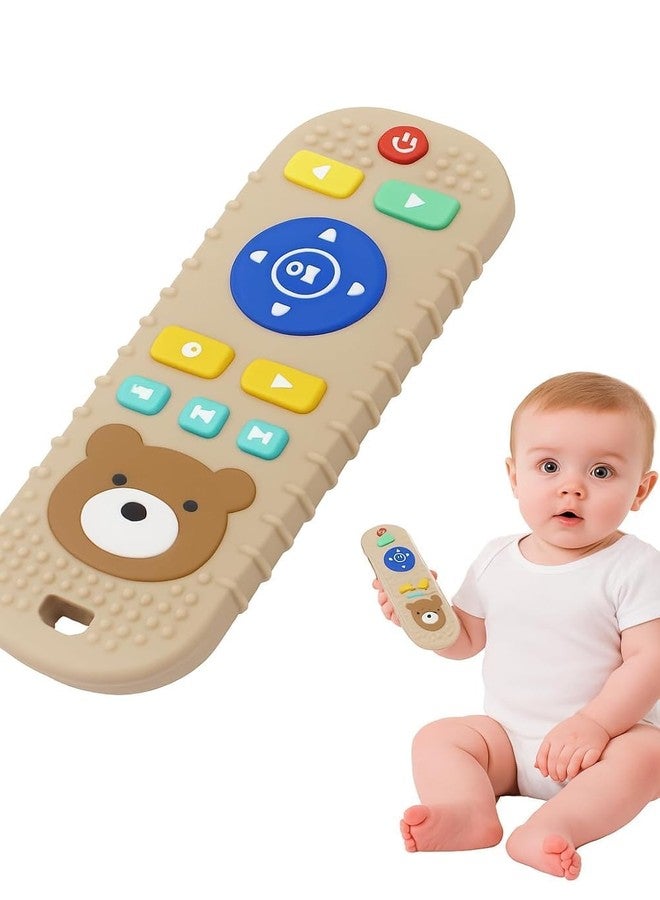 lizepto Baby Toy – 2 in 1 Teether for Infants | Silicone & Neem Wood Teether | BPA Free, Soft, Safe & Non-Toxic Chewing Toy for Babies | Natural Soothing Relief (Remote Cream) - Image 1