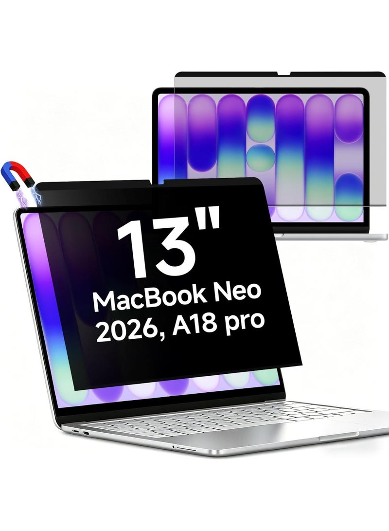 1Pack MacBook Neo Privacy Screen, Magnetic Privacy Screen Protector for MacBook Neo 13 Inch, Anti-Glare Blue Light Blocking Filter for Office Coffee Shop Travel Work Study - Image 1