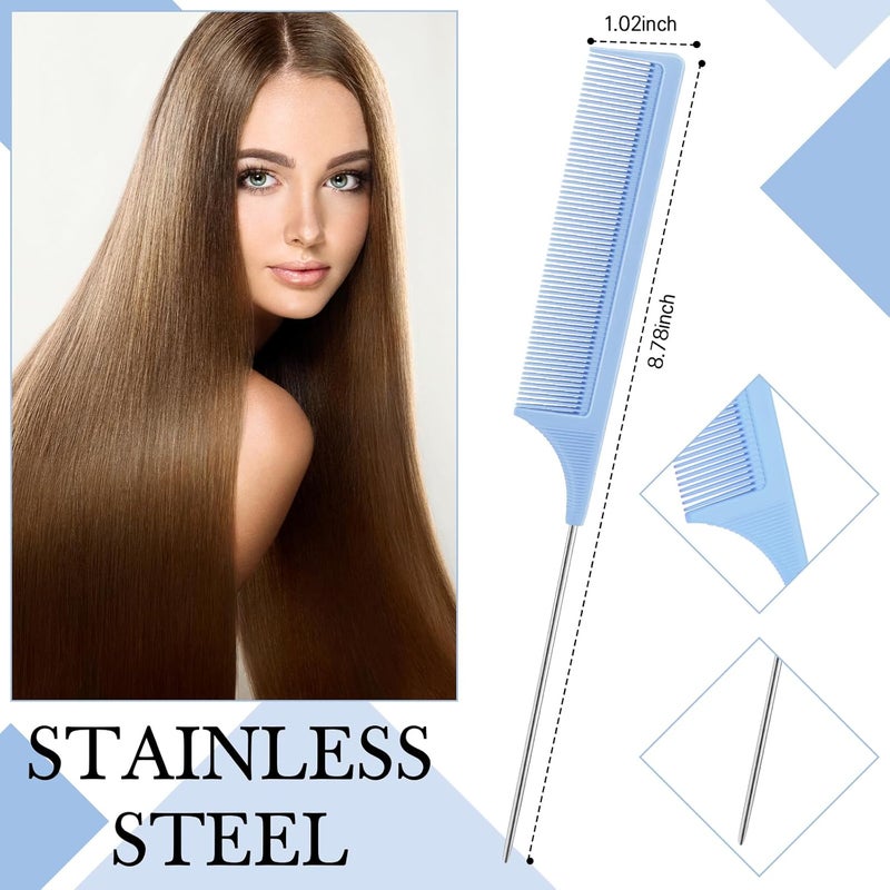 Geiserailie 3 Pcs Slick Back Hair Brush Set Bristle Brush Edge Control Teasing Comb for Women Black Hair(Light Blue) - Image 4