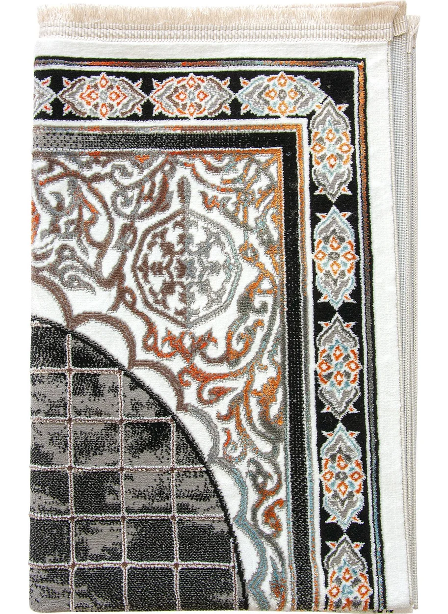 İhvan Online Ihvan Online Luxury Dowry Carpet Type Woven Prayer Rug Brown