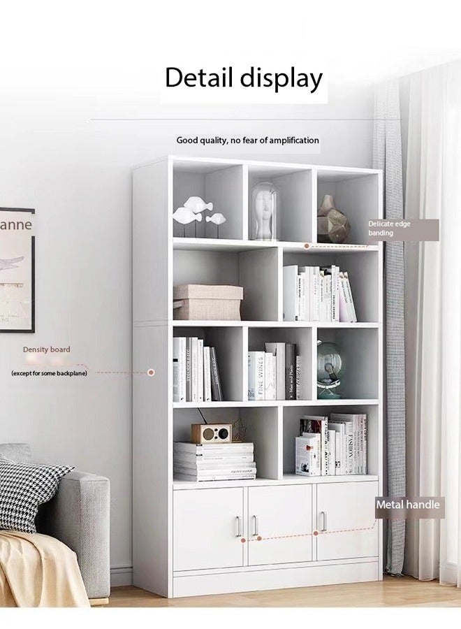 فاشون هوم رف كتب عصري فاخر متعدد الطبقات بثلاثة أبواب بمقبض معدني، مساحة تخزين مستقلة كبيرة لغرفة المعيشة والمكتب، 100×24×178 سم - Image 2