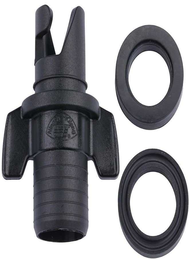 Omter مضخة هواء قدم لقارب أومتر القابل للنفخ مع محول خرطوم هالك-روبرتس HR ومحول صمام H-R (أسود) - Image 2