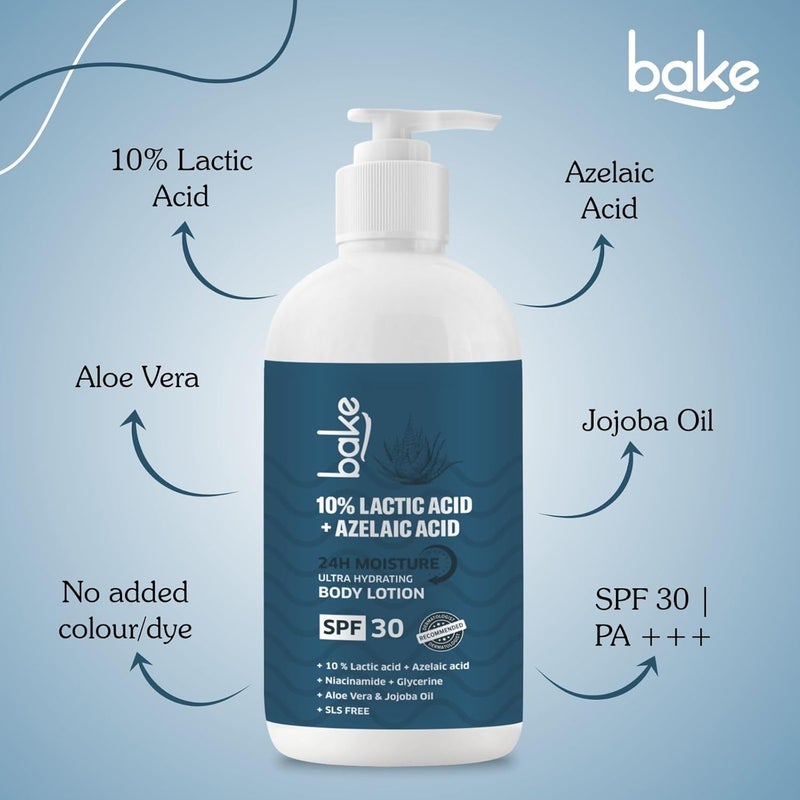 BAKE 10 Lactic Acid Body Lotion with Azelaic Acid Smooths Rough Bumpy Skin Exfoliates Skin Reduces Body Acne Ultra Hydrating Body Lotion 200ml - Image 4