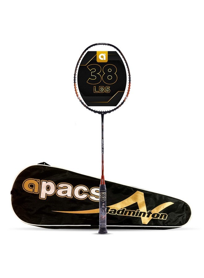 Apacs راكيت بادلمنتون أبكس فينابي 232 (38 رطل، صنع في فيتنام) 100% جرافيت ياباني، عالي المودول، عالي القوة بدون وتر مع غلاف كامل (برتقالي) - Image 1