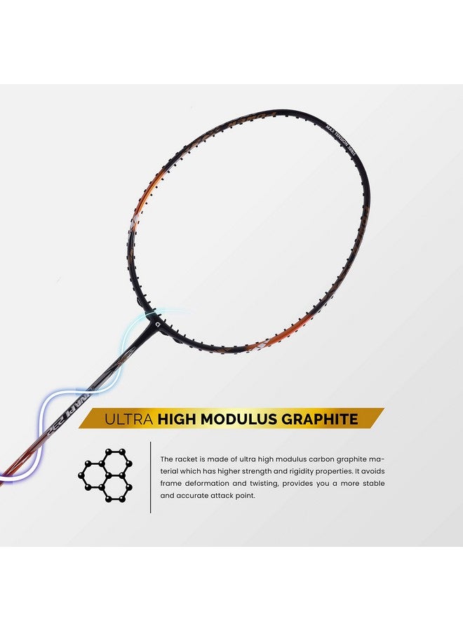 Apacs راكيت بادلمنتون أبكس فينابي 232 (38 رطل، صنع في فيتنام) 100% جرافيت ياباني، عالي المودول، عالي القوة بدون وتر مع غلاف كامل (برتقالي) - Image 4