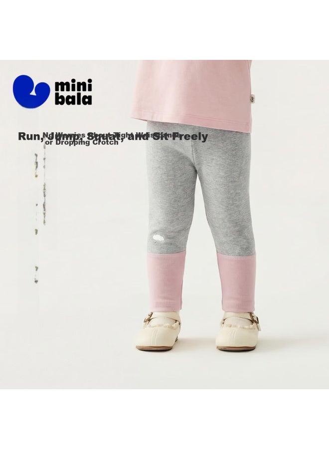Minibala Girls Baby Leggings Comfortable Colorblock High Elastic Soft Breathable Spring Pants - Image 1