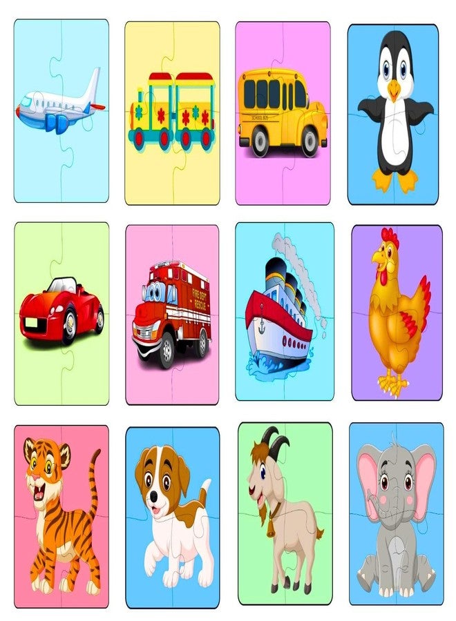 Exello 4 Piece Wooden Puzzle - Set of 12 Jigsaw Puzzles, 4x4 Inch Size, Vehicle, Birds and Animals Wooden Jigsaw Puzzles for Children & Kids - Image 1