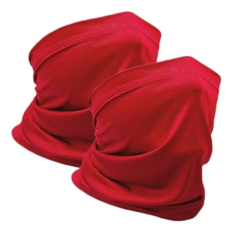 Neck Gaiter: 2-Pack Red Premium Polyester-Spandex Blend - Uv Protection 4-In-1 Versatile Wear Balaclava for Outdoor Sports Hiking Cycling Running - Image 1