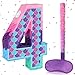 Lemicin Mermaid Number 4 Pinata with Stick Blindfold for Girl 4th Birthday Party Decoration Colorful Paper Flaver Anniversary Celebration for Childrens Ocean Mermaid Theme Carnival Event Decoration - Image 2