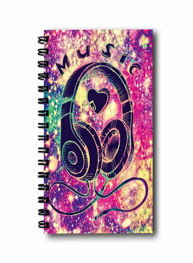 Vprint Quality Notebook Diary Unruled - 100 GSM, 160 Pages, Size A5 - Diary for Boys Notepad for Girls Memo Book Small Sketchbook for Kids Wiro Bound Journal Drawing Book for Artists (Music) - Image 1