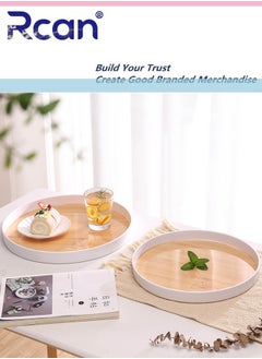 Rcan Set of 3 Melamine Trays for Eating Tea Serving Tray Portable Tray Food Meals Serving Tray with Raised Edges Round Palletfor Home Kitchen  - Image 3