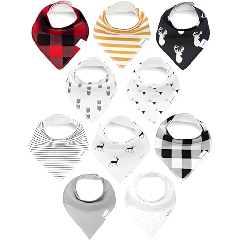 KiddyStar Double Layer Bandana Bibs - Thick, Multi Snaps, Organic Cotton - Soft & Absorbent - For Drooling, Teething, Feeding - Image 1