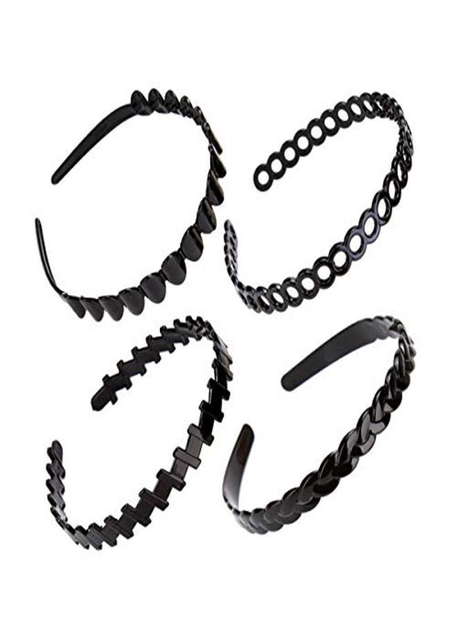 Numblartd 8 Pcs Men And Women Black Plastic Hair Band Headband With Toothed - Fashion Classic Teeth Comb Hair Hoop Headwear Hair Accessory For Wash Face And Makeup  - Image 1