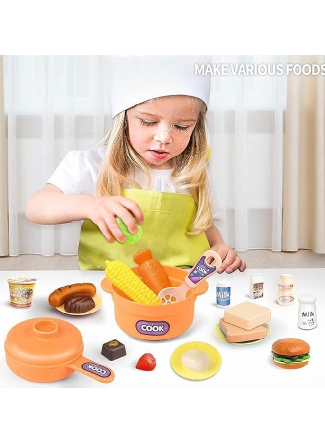 ألعاب مطبخ مع بخار وضوء واقعيين، مجموعة اكسسوارات المطبخ 35 قطعة، مجموعة مطبخ صغيرة للأطفال، ألعاب طعام للعب التظاهري للأولاد والبنات بعمر 3 سنوات فما فوق لون (أزرق)-36T-3 - Image 4