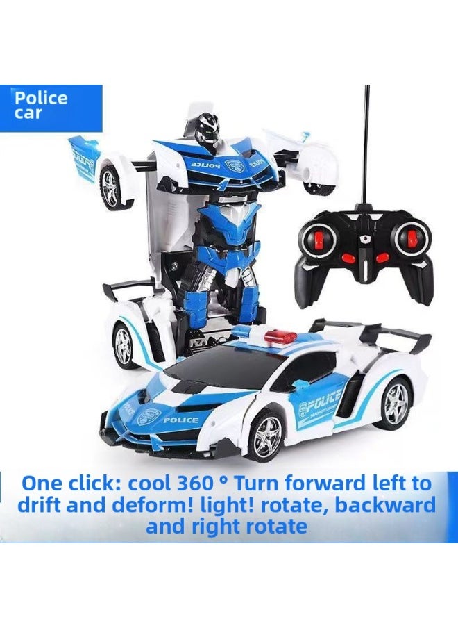Generic Gesture Inductive Deformable Toy Bumblebee Robot King Kong Remote Control Car Child 3 Boy 4 Toy Car 6 Years 5-Color:1:18 [警车] 23cm (remote Control Deformation)-Scale:[hot-selling Recommendation] Three Lithium Batteries + Remote Control Battery + Charging Cable  - Image 1