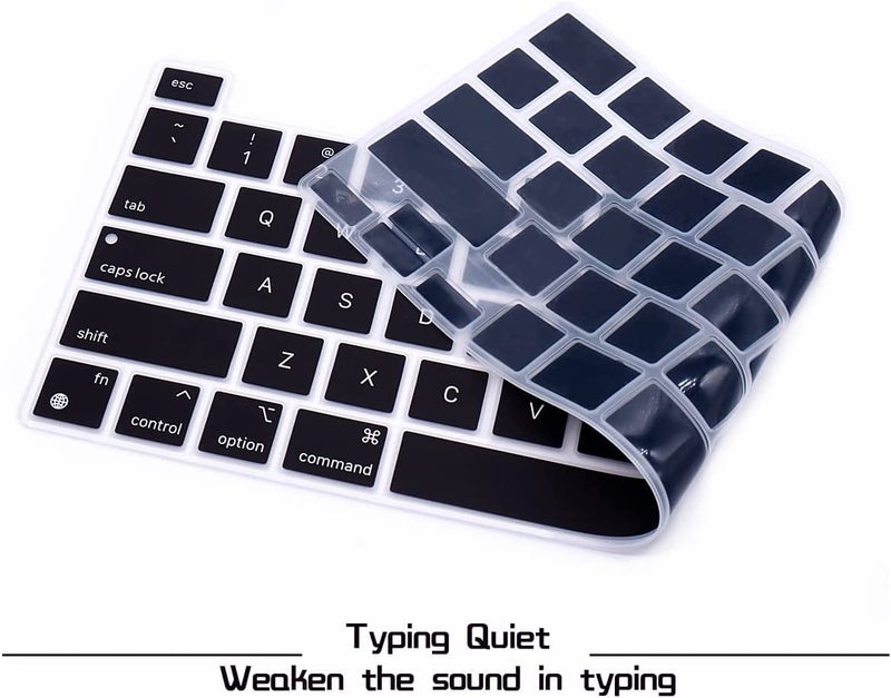Ojos Keyboard Cover Ultra Thin Compatible with MacBook Pro 13 inch M2 2024 2023-2020 M1 A2338 A2289 A2251 New MacBook Pro 16 inch A2141 Protector Skin, Black - Image 3