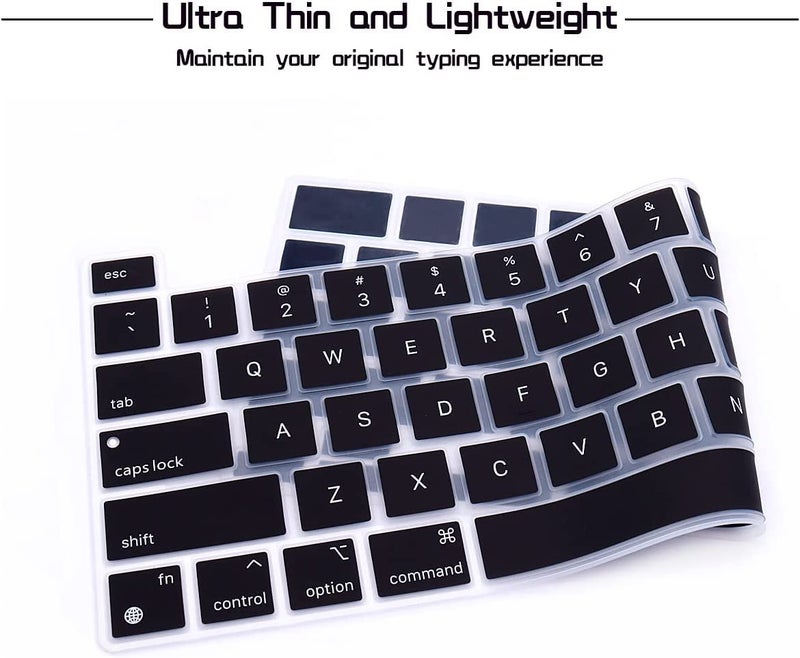 Ojos Keyboard Cover Ultra Thin Compatible with MacBook Pro 13 inch M2 2024 2023-2020 M1 A2338 A2289 A2251 New MacBook Pro 16 inch A2141 Protector Skin, Black - Image 4