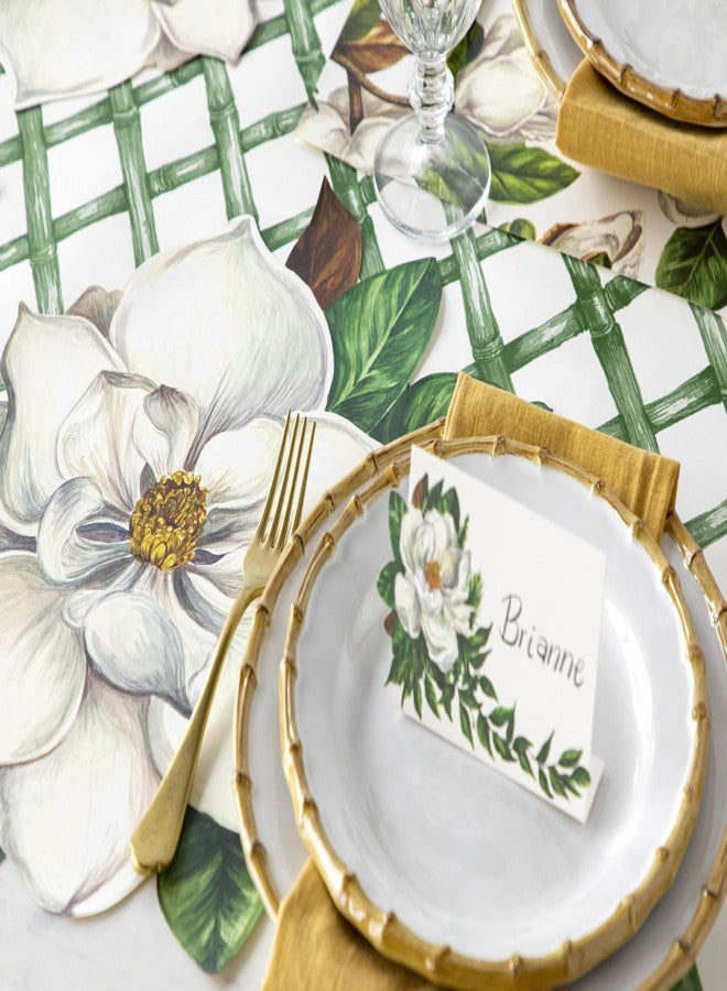 Hester & Cook Floral Paper Placemats for Dining Table - Round Magnolia Flower Disposable Placemats for Spring Summer Season - 12 Sheets Per Pad American Made - Image 5