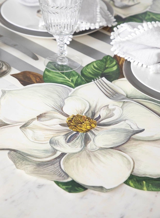 Hester & Cook Floral Paper Placemats for Dining Table - Round Magnolia Flower Disposable Placemats for Spring Summer Season - 12 Sheets Per Pad American Made - Image 3