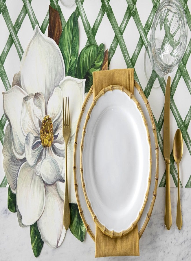 Hester & Cook Floral Paper Placemats for Dining Table - Round Magnolia Flower Disposable Placemats for Spring Summer Season - 12 Sheets Per Pad American Made - Image 4