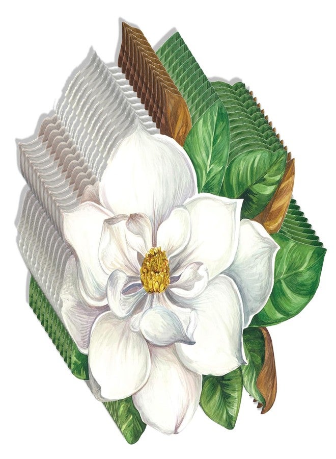 Hester & Cook Floral Paper Placemats for Dining Table - Round Magnolia Flower Disposable Placemats for Spring Summer Season - 12 Sheets Per Pad American Made - Image 2