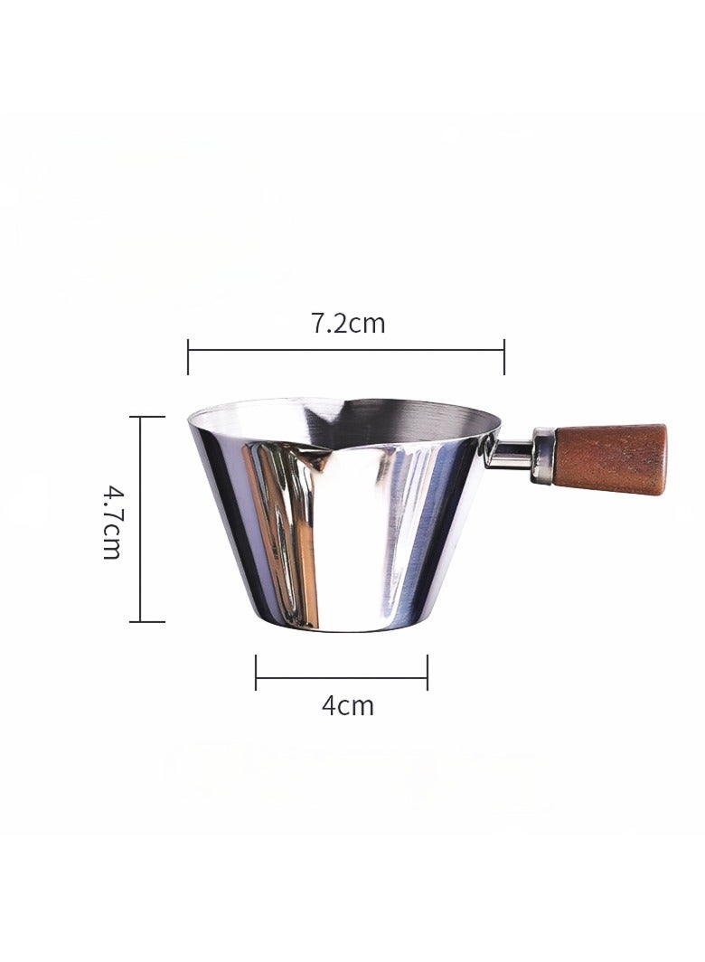 Walnut handle 304 stainless steel espresso cup with spout, extraction measuring cup, Anzzetian cup, milk cup, liquid cup