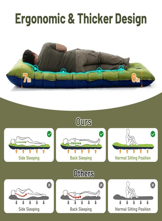 KASBAH Camping Sleeping Pad,Extra Wide 6 inch Thick Inflatable Sleeping Pads with Built-in Foot Pump and Pillow,Ultralight Camping Mat Gear for Outdoor Hiking,Camping - Image 3