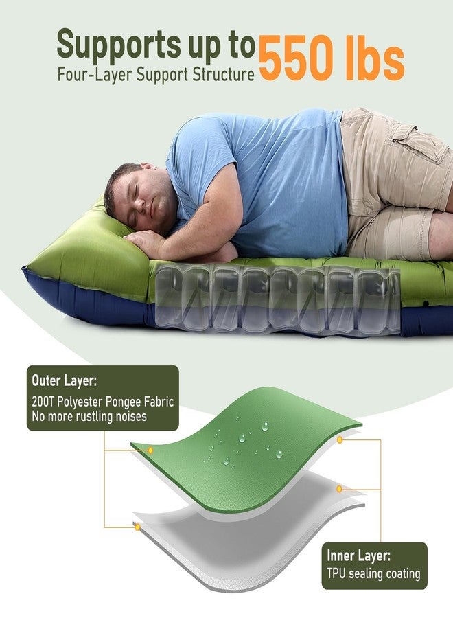 KASBAH Camping Sleeping Pad,Extra Wide 6 inch Thick Inflatable Sleeping Pads with Built-in Foot Pump and Pillow,Ultralight Camping Mat Gear for Outdoor Hiking,Camping - Image 4