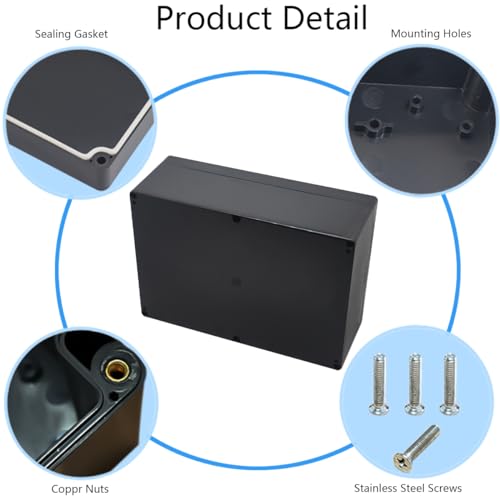 Otdorpatio Project Box IP65 Waterproof Junction Box ABS Plastic Black Electrical Boxes DIY Electronic Project Case Power Enclosure 10.35x7.17x3.74 inch(263x182x95 mm) - Image 5