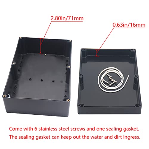Otdorpatio Project Box IP65 Waterproof Junction Box ABS Plastic Black Electrical Boxes DIY Electronic Project Case Power Enclosure 10.35x7.17x3.74 inch(263x182x95 mm) - Image 4