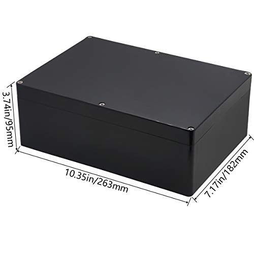 Otdorpatio Project Box IP65 Waterproof Junction Box ABS Plastic Black Electrical Boxes DIY Electronic Project Case Power Enclosure 10.35x7.17x3.74 inch(263x182x95 mm) - Image 2