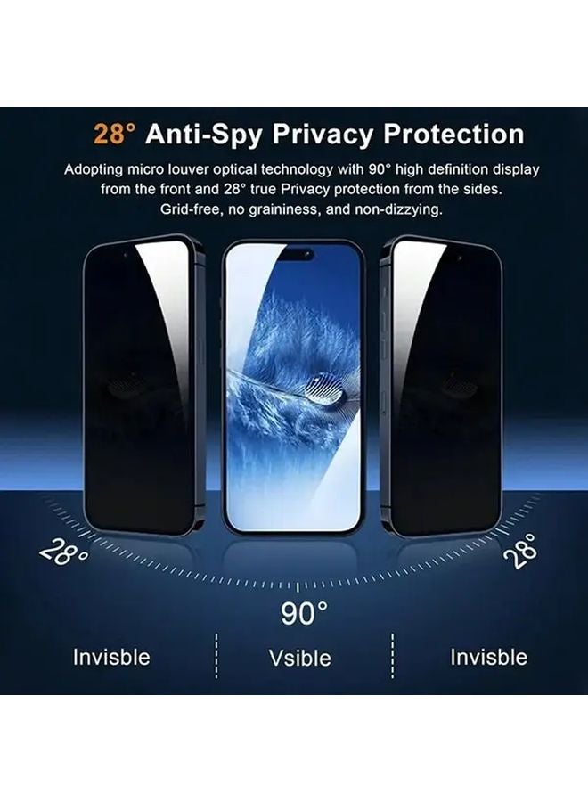 Black Privacy Screen Protector For iPhone 13 Pro Anti Peep Tempered Glass Film - Image 3