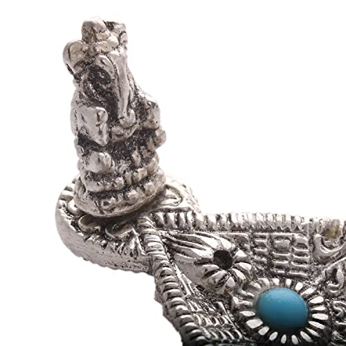 GELLON Aluminium Incense Holder & ash Catcher agarbatti Stand Featuring Ganesh Figurine (Pack of 1, Silver) (Silver) - Image 5