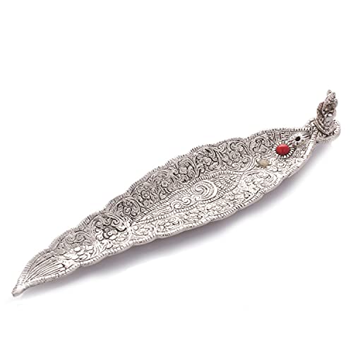 GELLON Aluminium Incense Holder & ash Catcher agarbatti Stand Featuring Ganesh Figurine (Pack of 1, Silver) (Silver) - Image 4