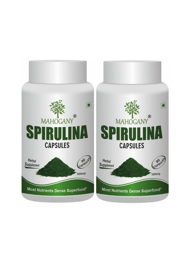 Mahogany Spirulina Capsule (Arthrospira Platensis) Capsules 500 Mg- Pack Of 2-90 Veg Caps Each - Image 1