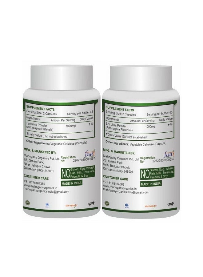 Mahogany Spirulina Capsule (Arthrospira Platensis) Capsules 500 Mg- Pack Of 2-90 Veg Caps Each - Image 3