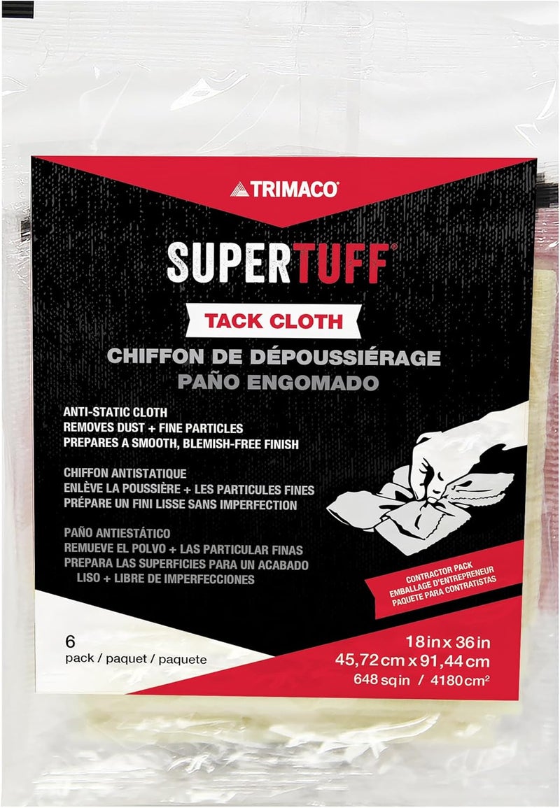 Trimaco SuperTuff Tack Cloth 18inch x 36inch 6 Count Tan - Image 1