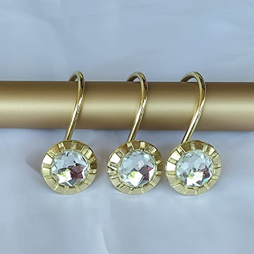 USonline911 PLESIU Gold Shower Curtain Rings Hooks Rustproof, Set of 12 - Image 1