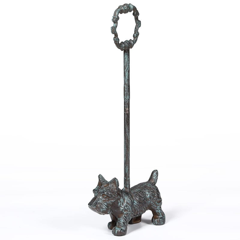 WEMPOLU Cast Iron Door Stopper with Handle, 4.88 Lbs Heavy Duty Metal Dog Door Stop, Distressed Blueâ€¦ - Image 1